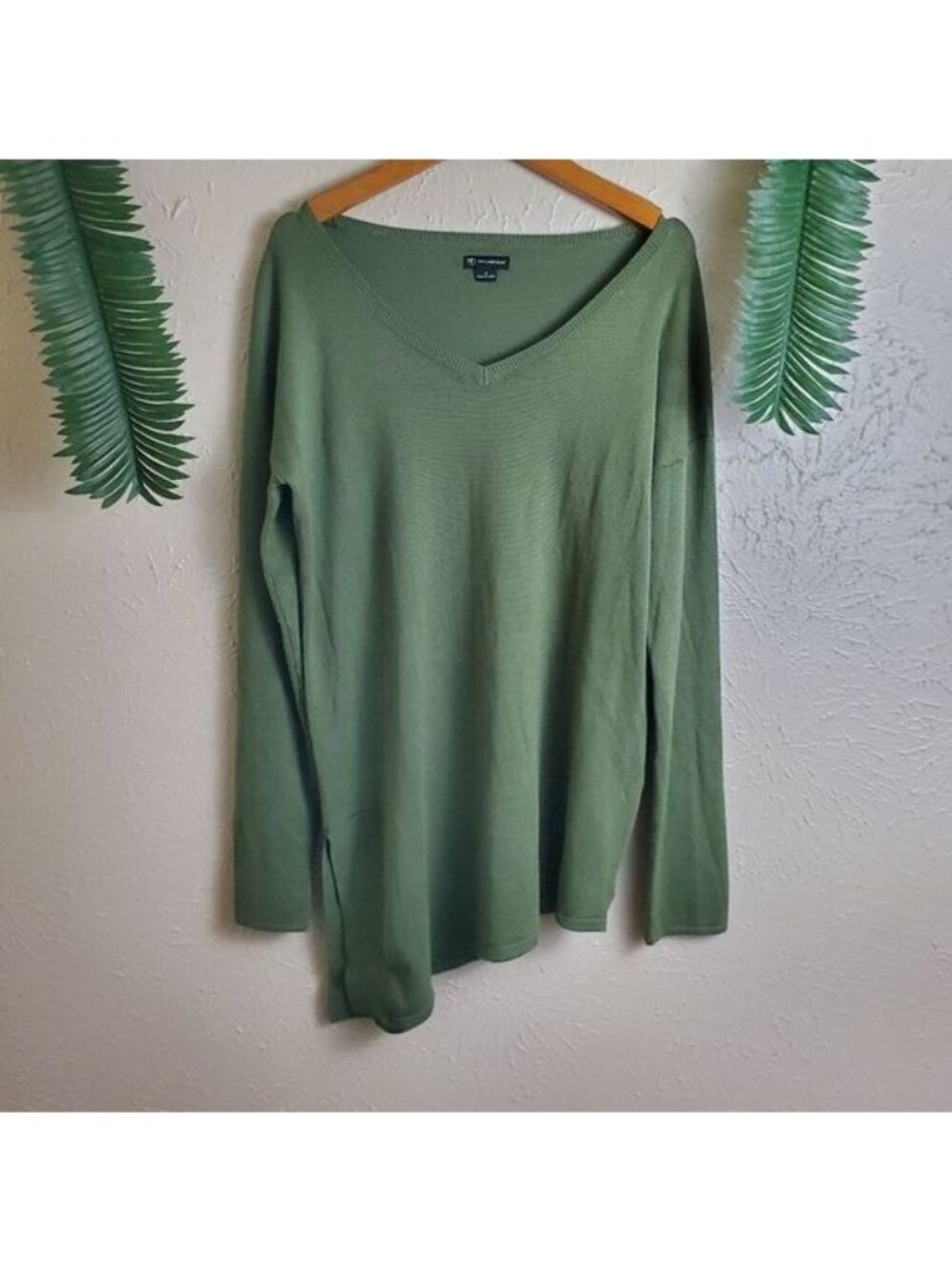 New Direction Long Sleeve Asymmetrical Pullover Olive Green Size Small